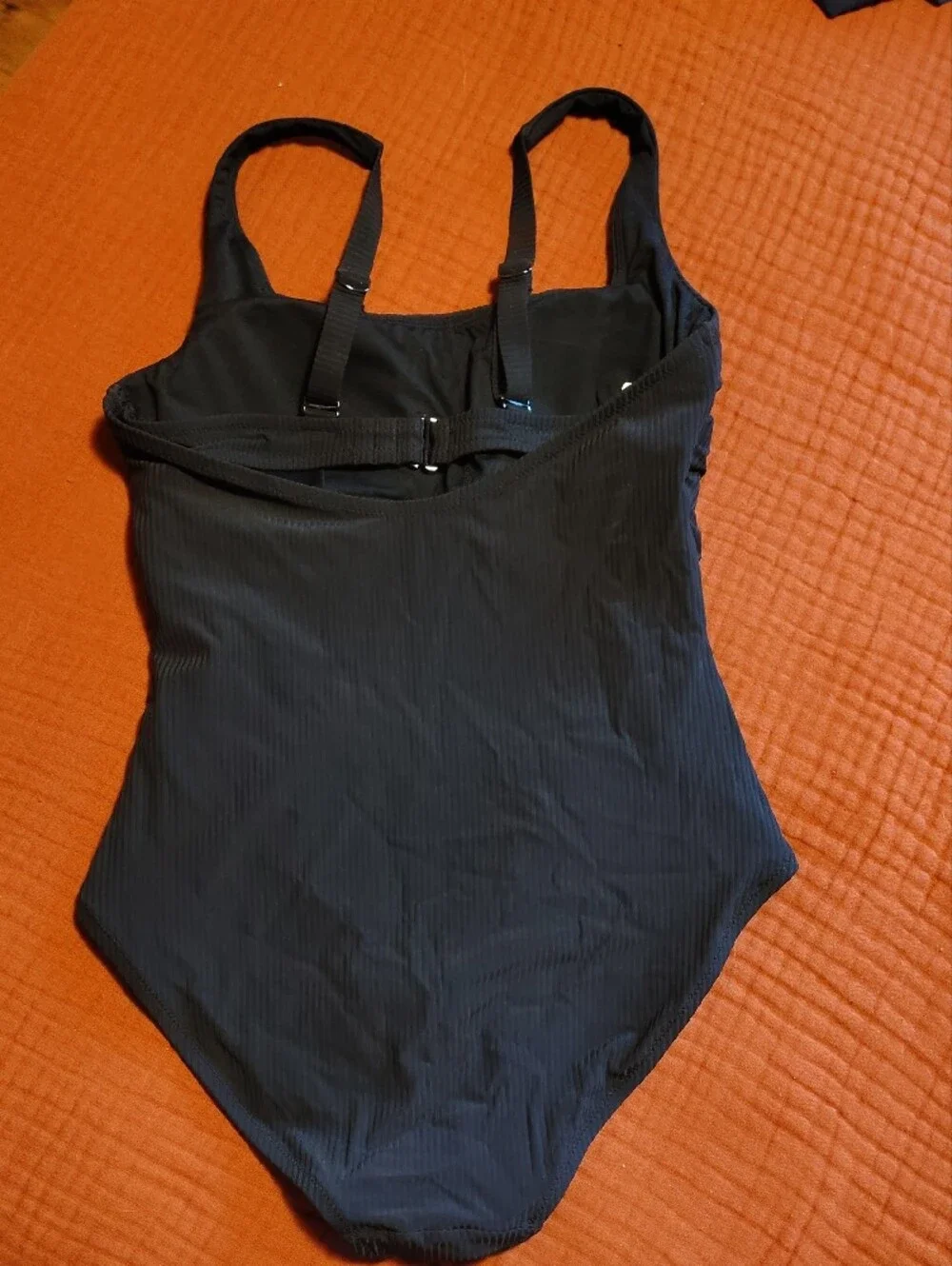 Athleta Black Ribbed One-Piece Swim Suit with Adjustable Straps - Picture 3 of 3